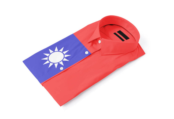 Confectie-industrie - Made in Taiwan - Man's shirt geïsoleerd op wit - Foto, afbeelding