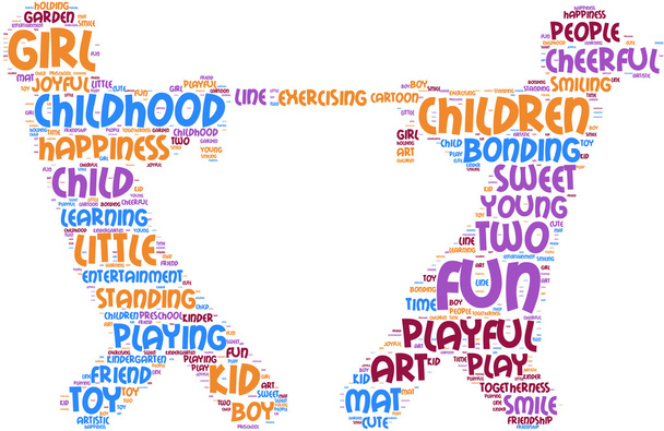 tirón de pictograma de guerra - niños jugando etiqueta nube
 - Foto, Imagen