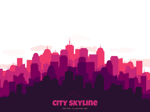 Silueta del horizonte de la ciudad. Ilustración urbana vectorial con edificios
 - Vector, Imagen