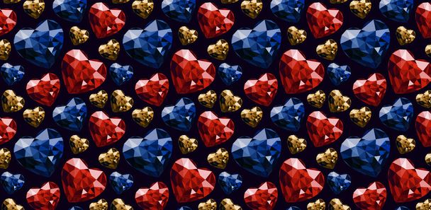 wallpaper achtergrond vector illustratie patroon edelstenen stenen hart vorm kleur - Vector, afbeelding