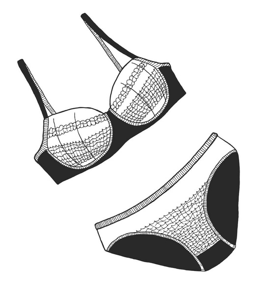 Sketch of female lace underwear. Vector illustration - Vecteur, image