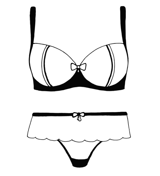 Sketch of lingerie. Bra and panties. Vector illustration - Vector, Imagen