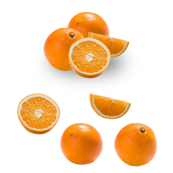 Ripe orange isolated on white background. with clipping path - Photo, Image