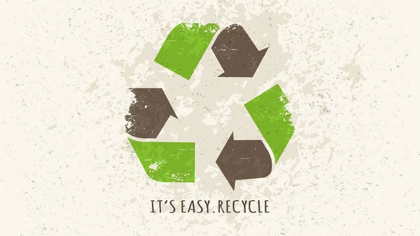 Recycle sign grunge estilo vetor ilustração. Reciclar o conceito criativo de símbolo de reutilização
. - Vetor, Imagem
