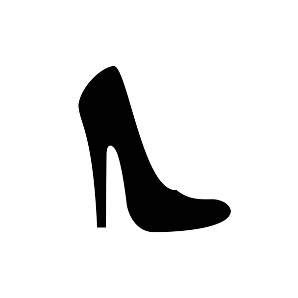 Realistic black stylish female shoes with high heels icon vectr, advertising of shoe shop sign - Vector, Image