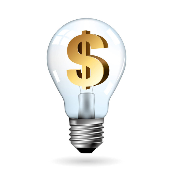 Big idea concept design,Light bulb concept.Dollar sign in light bulb. - Vector, Imagen