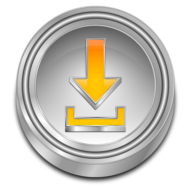 silver Download button - 3D illustration - Photo, Image