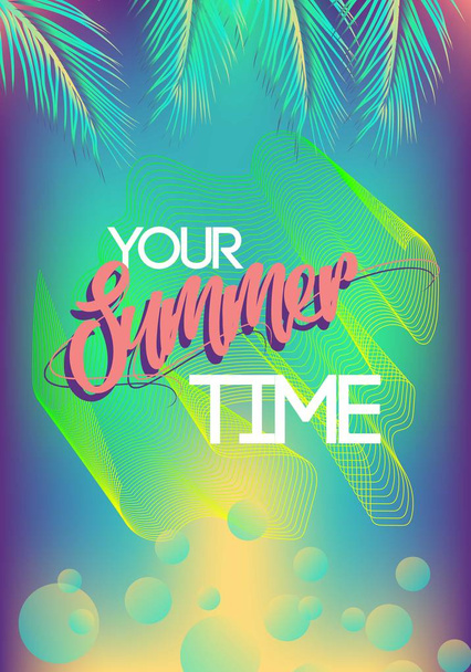Summer california tumblr backgrounds set with palms, sky and sunset. Summer placard poster flyer invitation card. Summertime. - Vector, Image