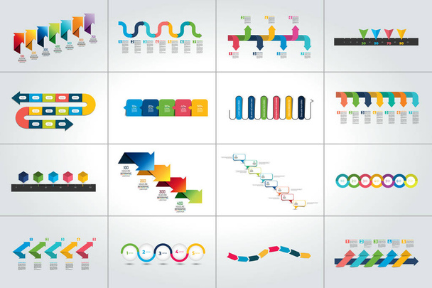 Mega ensemble de modèles d'infographie de timeline, diagrammes, présentations
. - Vecteur, image
