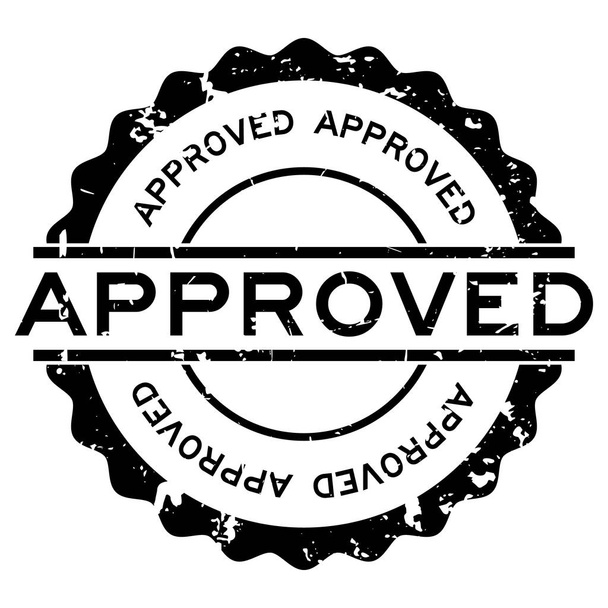 Grunge black approved word round rubber seal stamp on white background - Vector, Image