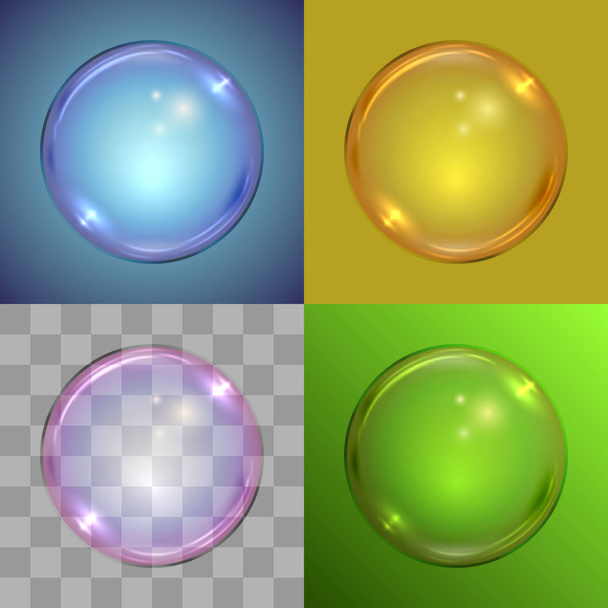 Soap bubble vector template on different backgrounds radial gradient, solid color, checker, linear gradient. - Vektor, kép