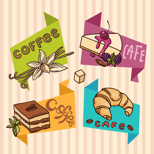 Beautiful hand drawn vector illustration coffee and sweets.  - Вектор, зображення