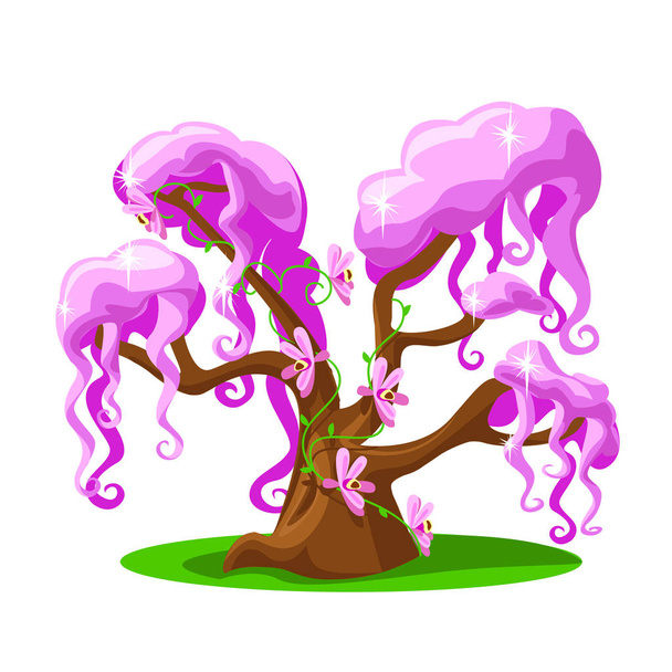 A cartoon tree from a magical land. Vector illustration on white background. - Vector, Image