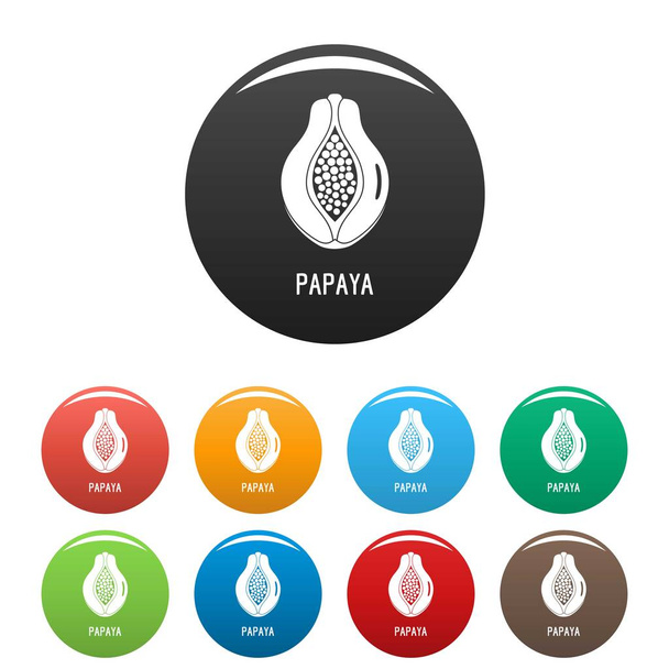 Papaya icons set color vector - Vektor, Bild