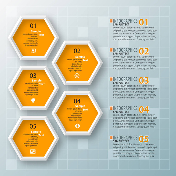 vector abstract 3d paper infographic elements.Hexagon infographics.Honeycomb design - Vektor, obrázek