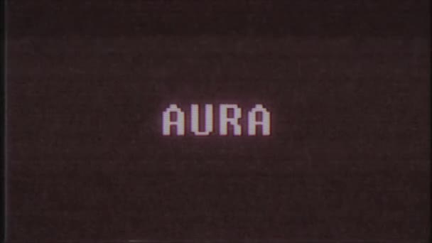 Retro videoherní Aura slovo text počítač tv závada rušení hluku obrazovku animace bezešvé smyčka nový kvalitní univerzální vintage pohybu dynamický animovaný pozadí barevné radostné video m - Záběry, video