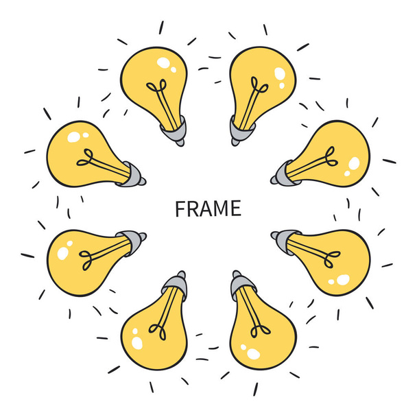 The Idea Bulb Frame. Unexpected Idea. Included light bulb. - Vector, Image