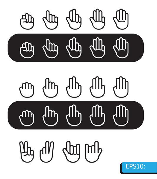 mão ícone definido linha preto e branco
 - Foto, Imagem