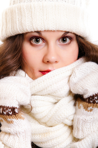 beautiful woman in warm clothing winter - Fotoğraf, Görsel