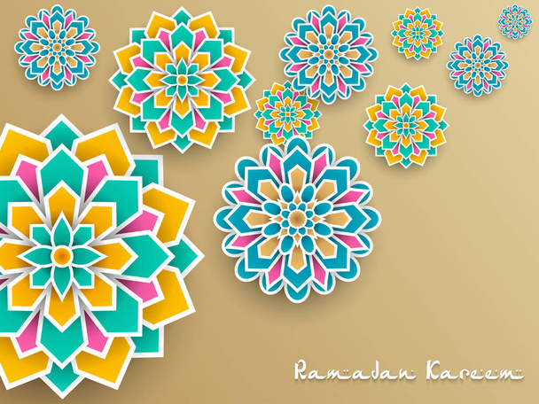 Ramazan Kareem kağıt grafik İslam dekorasyon ile - Vektör, Görsel