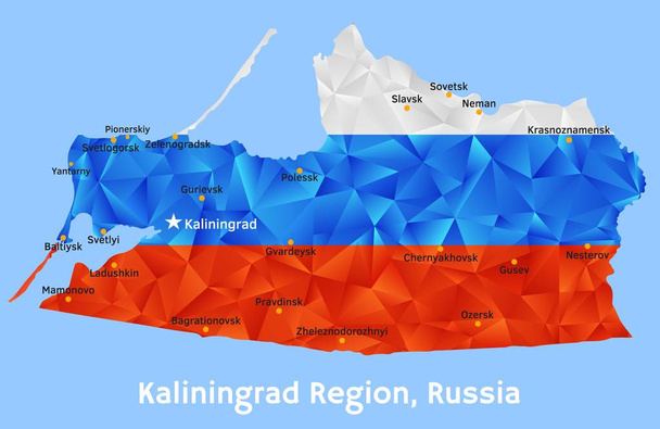 Vektor geometrický polygonální mapa Kaliningradská oblast, Rusko - Vektor, obrázek