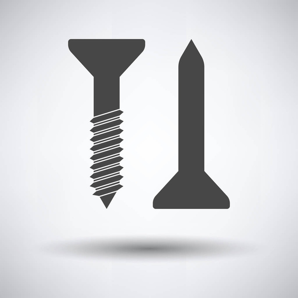 Icon of screw and nail on gray background, round shadow. Vector illustration. - Vector, Image