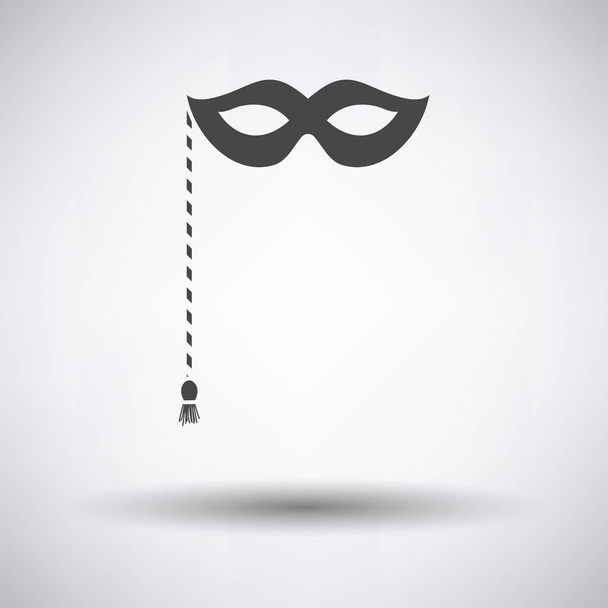 Icono de máscara de carnaval de fiesta sobre fondo gris, sombra redonda. Ilustración vectorial
. - Vector, Imagen