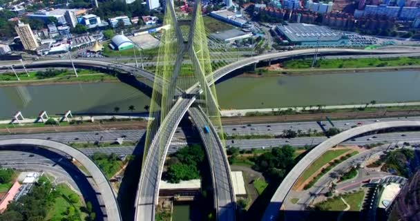 Zavěšený most světa, takže Paulo Brazílie, Jižní Ameriky, symbol města  - Záběry, video