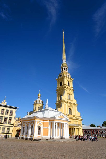 ST.PETERSBURG, RUSSIA - 3 JUNE 2018: Peter and Paul Cathedral in St. Petersburg in the Peter and Paul fortress, the tomb of Russian emperors, the monument of architecture of Peter and Baroque. - Photo, Image