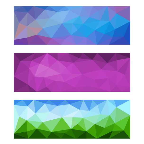 un vettore di tre copertine rettangolari di grafica poligonale in diverse tonalità - Vettoriali, immagini