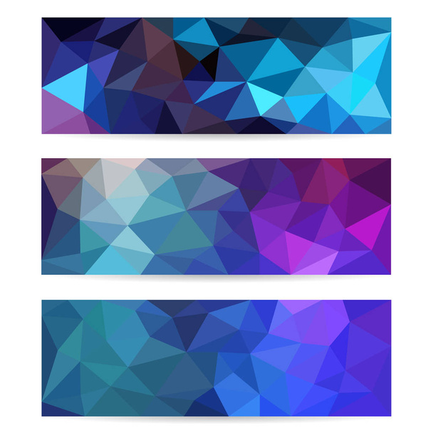 un vecteur de trois couvertures rectangulaires de graphiques polygonaux dans différentes nuances  - Vecteur, image