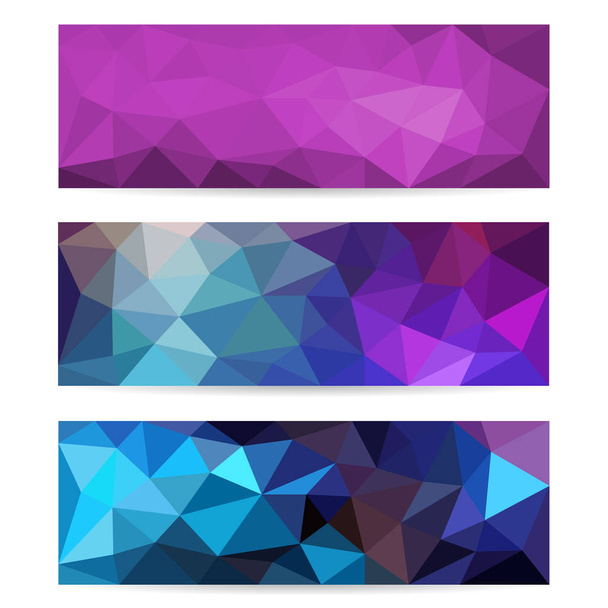 un vettore di tre copertine rettangolari di grafica poligonale in diverse tonalità - Vettoriali, immagini