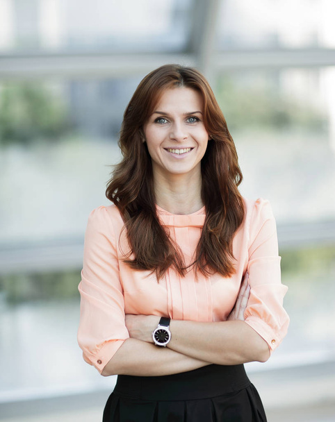 portrait of modern young woman on blurred office background - Fotografie, Obrázek
