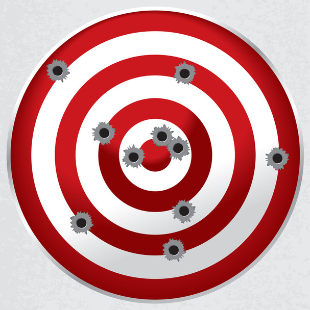Schießstand Zielscheibe mit Einschusslöchern - Vektor, Bild