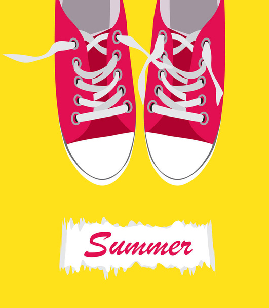 Pair of shoes on color background Vector Illustration - Vector, Image