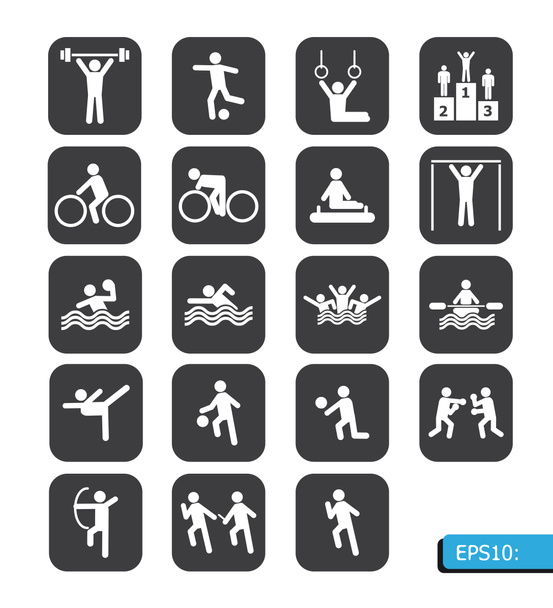 sports icons on black button - Fotó, kép