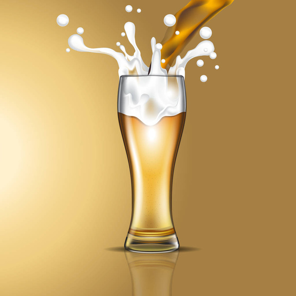 Filling beer in glasses - Vector, afbeelding