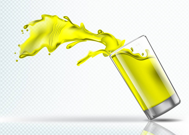 Csobbanás a mangó juice egy leessen üveg - Vektor, kép