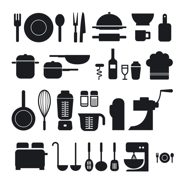 keuken gereedschap pictogrammen collectie kan worden gebruikt voor infographics - Foto, afbeelding