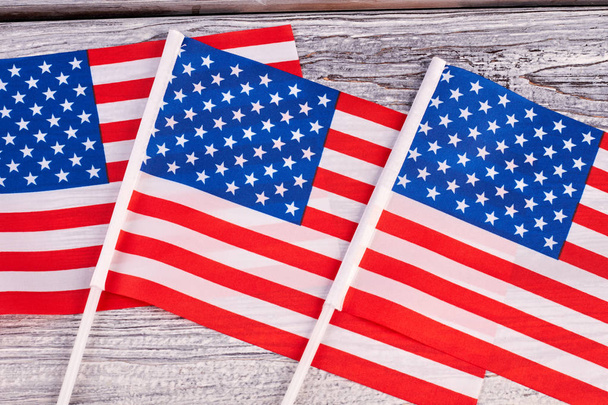 Collection of mini flags of USA close up. - 写真・画像