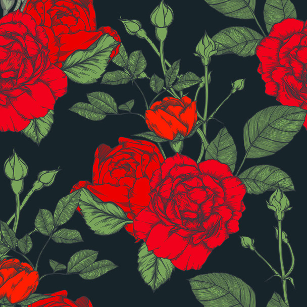 Seamless pattern with roses Vintage design - Vector, Image
