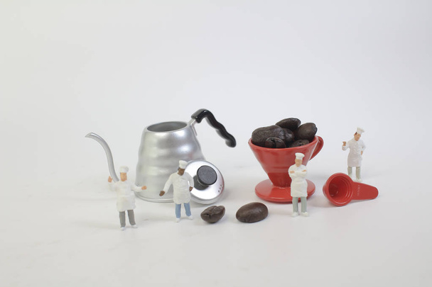 the Coffee making team. Macro photo. - Photo, Image