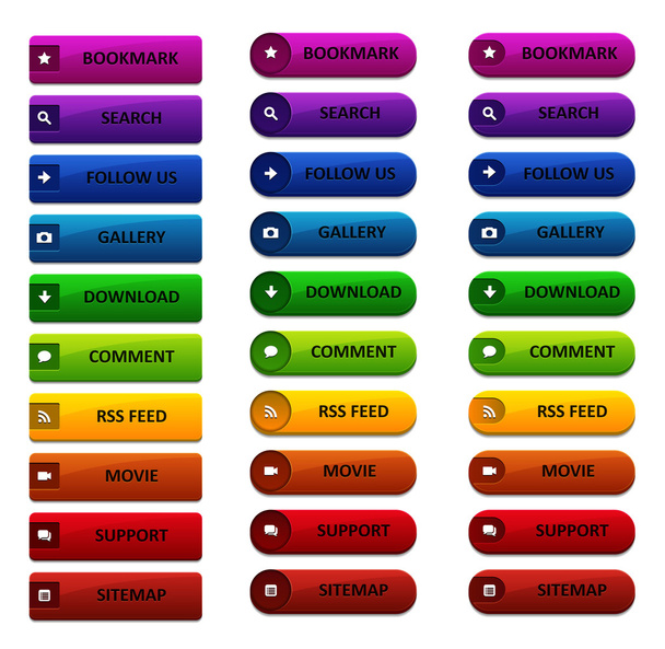 Website Colored Button Set - Vektor, Bild