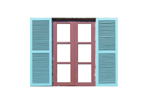 Otevřené hnědé dřevěné okno izolovaných na bílém pozadí - Fotografie, Obrázek