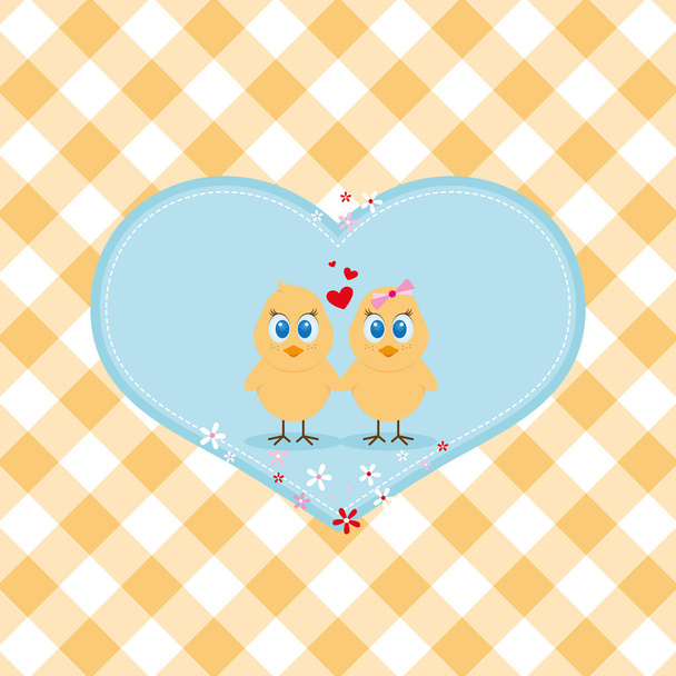 Two Easter Chicklets In Love - Vector, Image