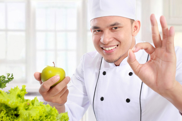 chef with healthy food - Foto, Imagem