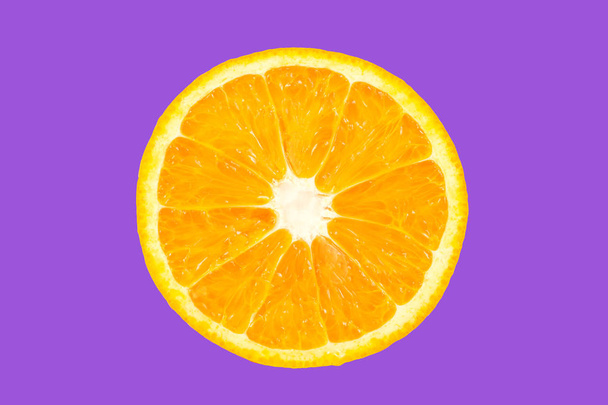 top view orange slice fruit on color background  - Foto, immagini