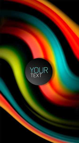 Abstract wave lines fluid rainbow style color stripes on black background. Artistic illustration for presentation, app wallpaper, banner or poster - ベクター画像