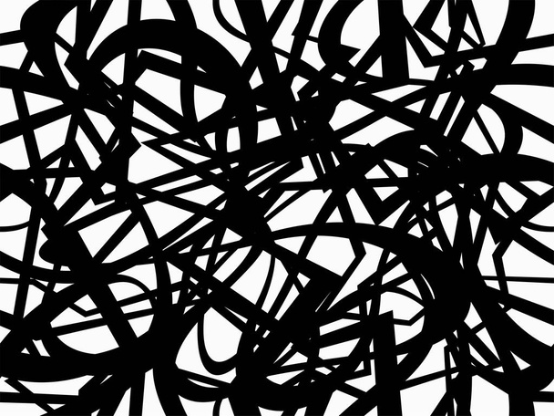 Abstrakcyjny wzór geometryczny z Random chaotyczne linie. Monochromatyczne ornament. na białym tle - Wektor, obraz