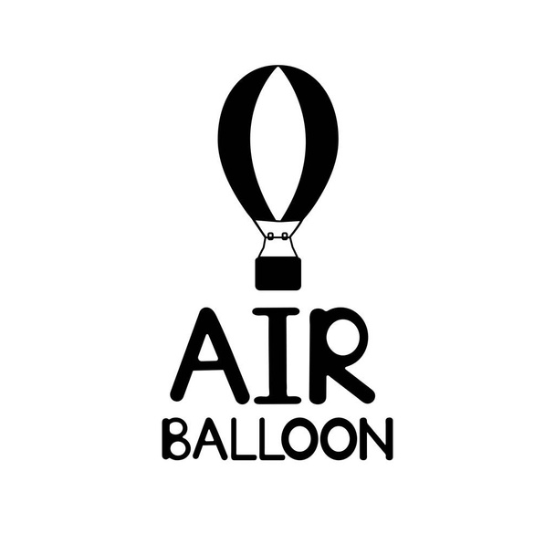 Mot noir Air Balloon et icône sur le fond blanc. Illustration vectorielle
 - Vecteur, image